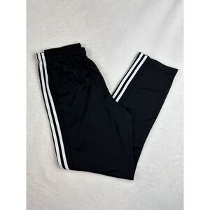 Adidas Mens L Black Relaxed White  Stripes Athletic Zip Bottom Drawstring EUC